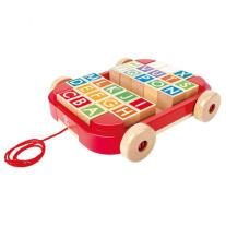 Дървена играчка, Hape, Ремарке за дърпане с дървени кубчета