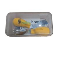 Комплект лъжичка и виличка със силиконова дръжка Babyhome Yellow 