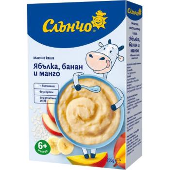 Оризова млечна каша Слънчо - Манго, ябълка и банан, 200 g