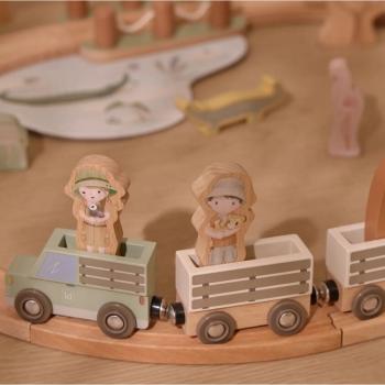 Дървено влакче с релси Little Dutch Safari Friends