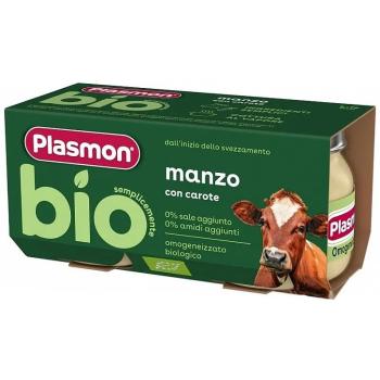 Био пюре Plasmon - Говеждо с моркови, 6 м+, 2 х 80 g