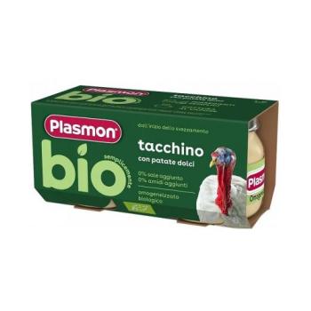 Био пюре Plasmon - Пуешко със сладки картофи , 6 м+, 2 х 80 g