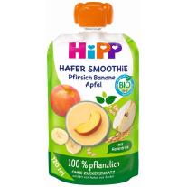 Био смути Hipp - Пауч с праскова, ябълка и банан с овес, 120 ml