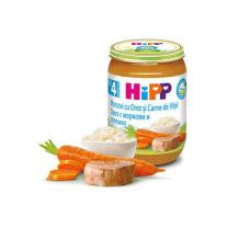Био ястие Hipp - Ориз, моркови и телешко, 190 g