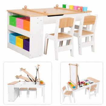 Детска дървена маса 3 в 1 GINGER HOME с 2 столчета