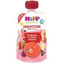Био плодово смути Hipp - Ябълка, банан и червени плодове, 120 ml