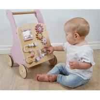 Дървенa проходилка с активности и кош Розова Jabadabado