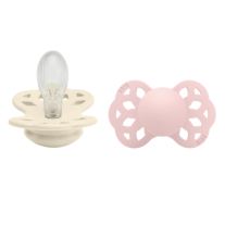 Симетрични силиконови залъгалки Bibs Infinity, Ivory/Blossom, 6-18 м