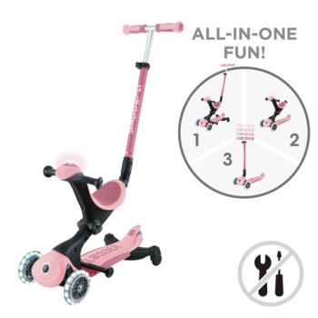 Детска тротинетка 5в1 Globber Go Up Deluxe Lights 360° Pastel Pink 