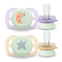 Светещи в тъмното ортодонтични залъгалки Philips Avent Ultra Start Night Луна и Звезди_0-2м.