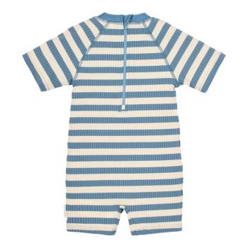 Детски цял бански костюм с къс ръкав Ocean Blue Stripes 98-104