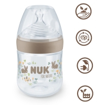 NUK for NATURE Шише РР Temperature Control 150мл. със силиконов биберон 0+ S беж