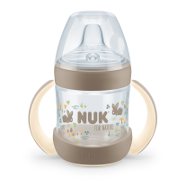 NUK for NATURE Шише за сок РР Temperature Control 150мл. със силиконов накрайник 6+мес. Крем