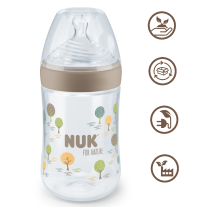 NUK for NATURE Шише РР Temperature Control 260мл. със силиконов биберон М беж