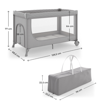 Сгъваема бебешка кошара Kinderkraft LEODY UP GREY
