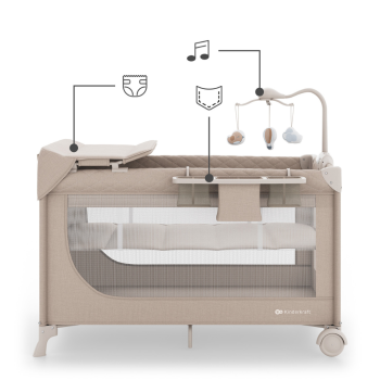 Сгъваема бебешка кошара Kinderkraft LEODY UP BEIGE