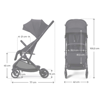 Бебешка количка Kinderkraft INDY 3 COAL BLACK