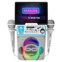 Детска караоке Bluetooth тонколона с 2 микрофона и LED лампа iDance
