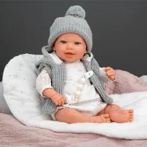 Усмихната кукла-бебе Arias Даниела с възглавничка и аксесоари - 45 см