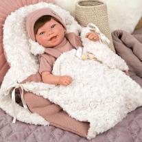 Усмихната кукла-бебе Arias Химена в розово и чанта за носене - 45 см