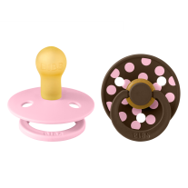 Биберони BIBS COLOUR Polka Baby Pink/Mocha, 2 бр. 0-6 месеца