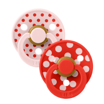 Биберони BIBS COLOUR Polka Blossom/Candy Apple, 2 бр. 0-6 месеца