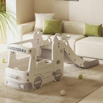 Детски игрален модул автобус с пързалка Feelkids сив