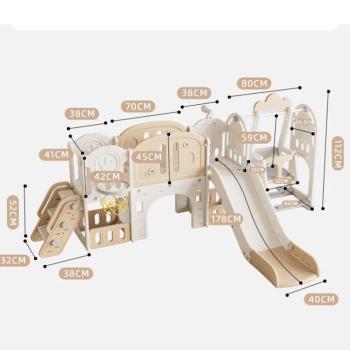 Детски приключенски център за игра 11 в 1 с пързалка, катерушка, люлка и баскетболен кош Feelkids
