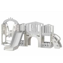 Мини детска крепост за игра с пързалка Feelkids сива