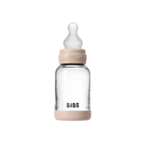 Стъклена бебешка бутилка със силиконов биберон Bibs, Blush 120 ml