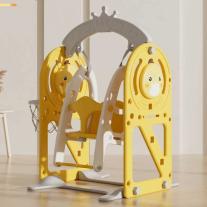 Детска люлка Feelkids с баскетболен кош и интерактивни елементи за вътрешна употреба, жълта