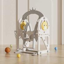 Детска люлка Feelkids с баскетболен кош и интерактивни елементи за вътрешна употреба, сива