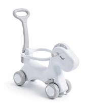 Детско конче Feelkids за яздене с дръжка за бутане, сиво