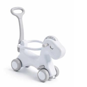 Детско конче Feelkids за яздене с дръжка за бутане, сиво