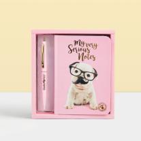 Комплект тефтерче с химикалка в кутия Studio Pets Кученце Булдог