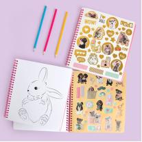 Книжка със стикери за оцветяване със стикери и шаблони Studio Pets Фреди