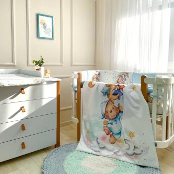 Луксозен бебешки комплект спално бельо от 6 части Msonya GammyBear collection/BLUE