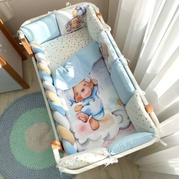Луксозен бебешки комплект спално бельо от 6 части Msonya GammyBear collection/BLUE