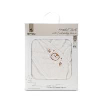 Хавлия с качулка Lorelli - С бродерия, 90 x 90 cm, Бяла
