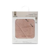 Хавлия с качулка Lorelli - С бродерия, 90 x 90 cm, Розова