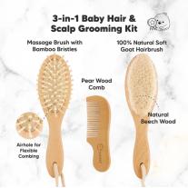 Комплект Дървени Бебешки Четки За Коса И Гребен KeaBabies
