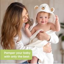 Бебешка Хавлия С Качулка От Органичен Бамбук Кафяво Мече KeaBabies