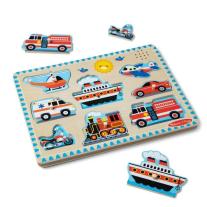 Дървен пъзел със звуци Melissa & Doug Превозни средства 