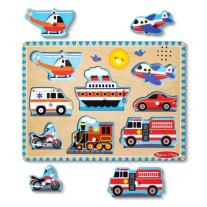 Дървен пъзел със звуци Melissa & Doug Превозни средства 