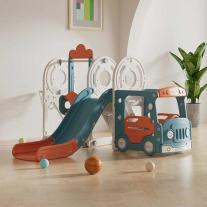 Детски център за игра 4 в 1, Feelkids Автобус в син и оранжев цвят