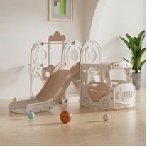 Детски център за игра 4 в 1, Feelkids Автобус в кафяв цвят