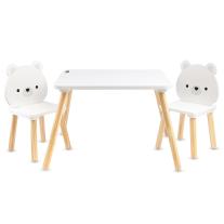 Дървена маса с 2 стола Moni Toys White Bears