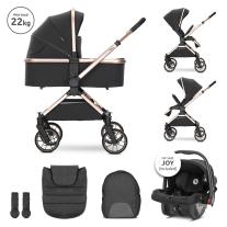 Бебешка количка с реверсивна дръжка 3 в 1 Lorelli Reya Black Jaspe