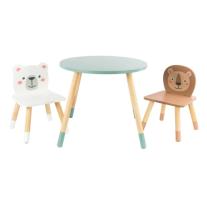 Детска дървена маса с два стола Sonne Lion&Bear