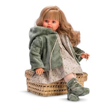 Asi, Кукла Пепа, с рокля на цветя и зелено палто, 57 см.